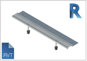 Revit Family Drainage Channel Level threshold grate cantilever bracket strip drain BIM model
