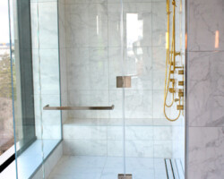 tile over shower tray base tile insert linear drain bathroom design wet area