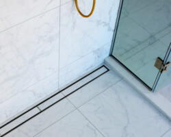 shower tray tile bathroom design insert grate cordis hotel wet room