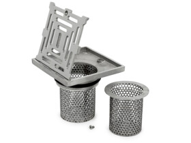 commercial bronze or stainless point drain street outdoor indoor grate base drainage surface double strainer basket square