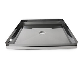 Point Drain Exposed stainless steel shower tray with point drain polished finish NZ made