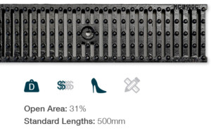 channel trench strip drain grate external surface water catchment commercial residential heelproof heel proof cast iron