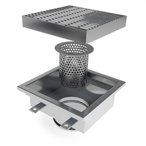 commercial kitchen drain sump exploded view strainer