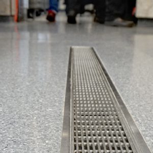 Vinyl clamping channel floor drain commercial kitchen shower installed low