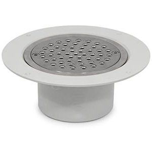 vinyl security drain plastic stainless steel lid small holes jail prison cell shower waste thumbnail