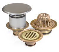 small diameter roof drain bronze flange new stainless steel overflow