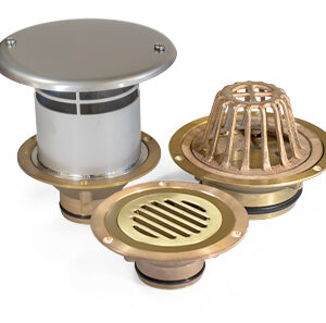 small diameter roof drain bronze flange new stainless steel overflow