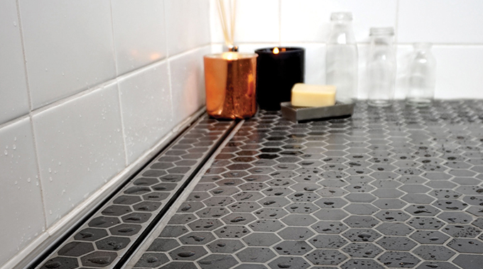 shower channel trench drain strip drain tile insert grate linear floor waste bathroom product image