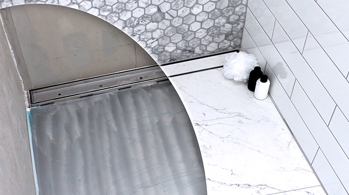 shower tray stainless steel base tile over with tile insert grate linear channel strip drain product image